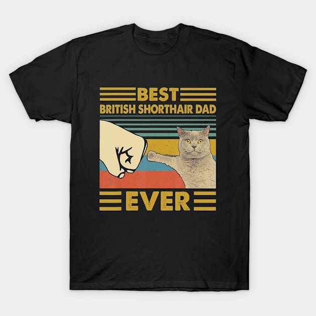 Best British Shorthair Dad Ever Retro Vintage Sunset T-Shirt by StuSpenceart